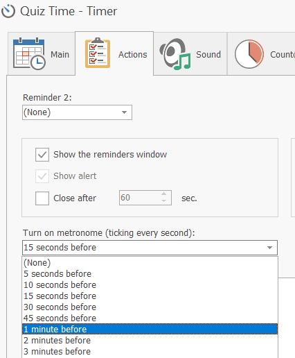 metronome setting and final-minute audible cue