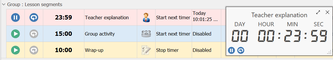 segmented lesson alarms with labels and custom sounds