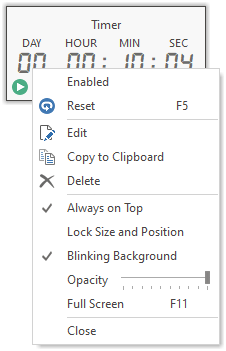 Floating window context menu