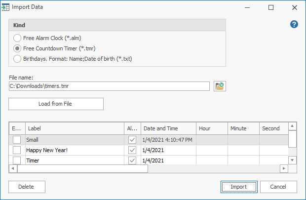 Import Timers