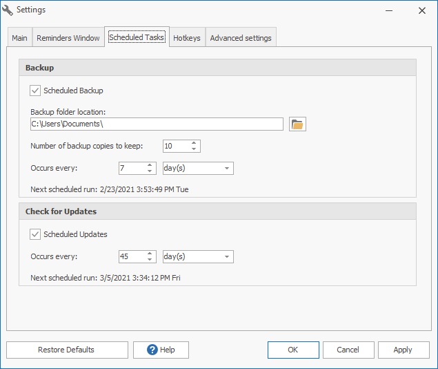 Scheduled Tasks