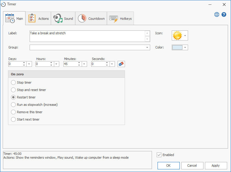 Timer Settings